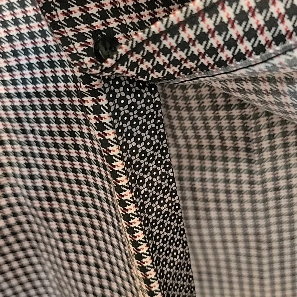 NWOT Michael Strahan Houndstooth Button Up Shirt Size L 17-17.5 - Picture 4 of 5